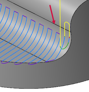 A toolpath with "Apply leads" turned off. 