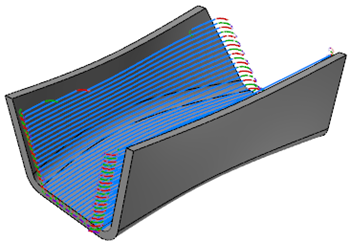 A Unified multiaxis toolpath with "Type" set to "Tangential arc".