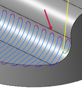 A toolpath with "Fit transitions" turned on.