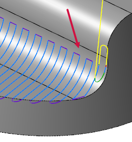 A toolpath with "Fit transitions" turned off.