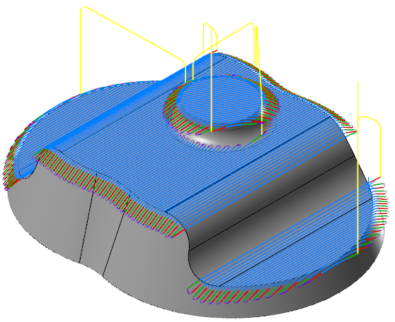 A Waterline toolpath on a part. 