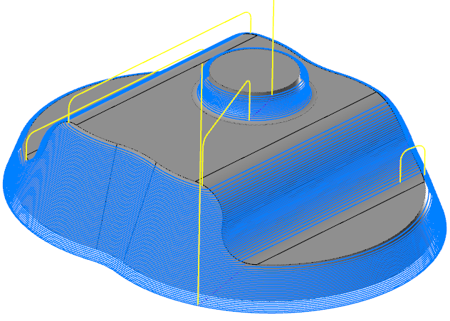 A toolpath with "Arc fit radius" enabled. 