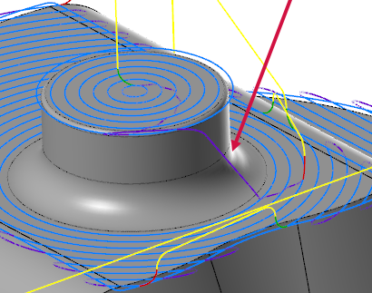 A toolpath with "Maximum lift" turned off. 