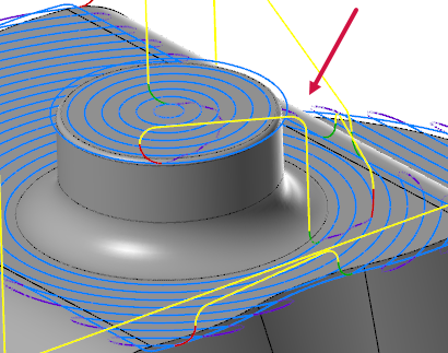 A toolpath with "Maximum lift" turned on. 