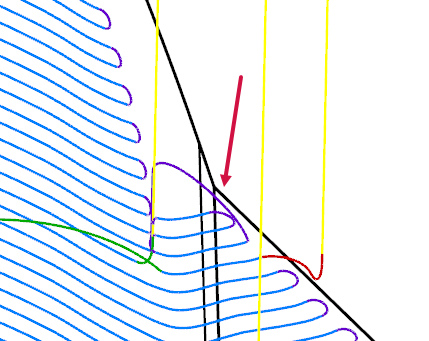 An Equal Scallop toolpath with "Remove small segments" set to "0". 