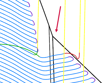 An Equal Scallop toolpath with "Remove small segments" set to "7.0". 
