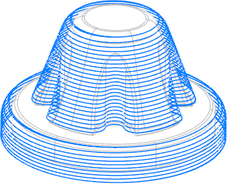 A Waterline toolpath with "Close contour direction" set to "Climb Spiral".