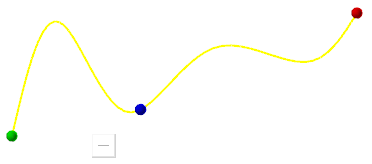 A spline in the graphics window with sphere controls. 