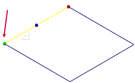 A wireframe rectangle in the graphics window with sphere controls. 
