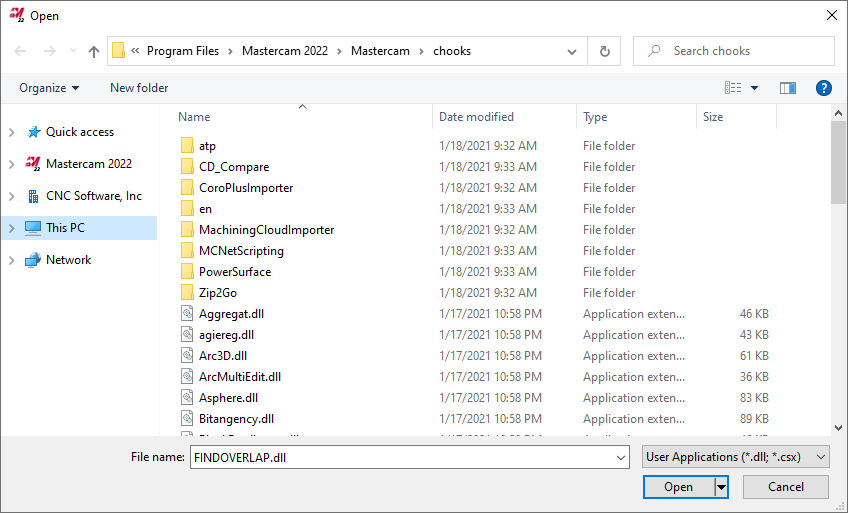 The "Open" dialog box. 