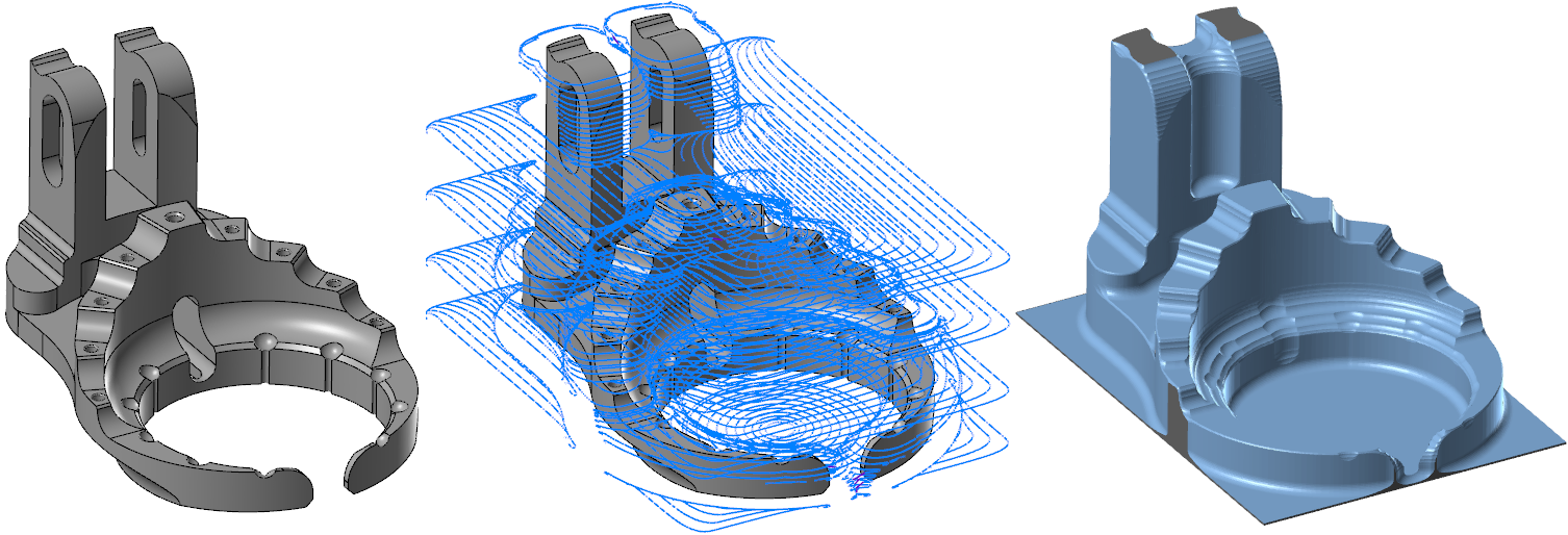 The different stages of creating a Dynamic Optirough toolpath.