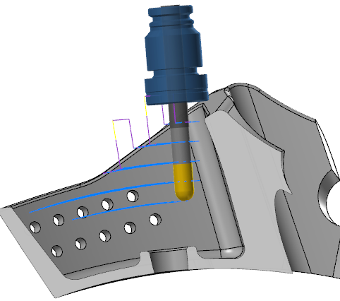 A Multiaxis Pocketing toolpath.