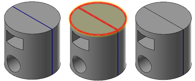 ソリッド面分割を使用したパーツの例 
